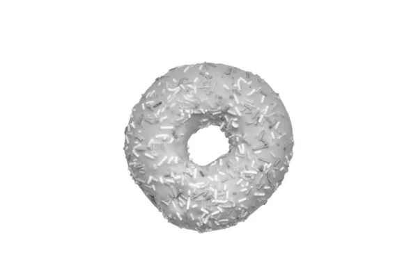 Donut Incolor Preto Branco Decorado Com Polvilhas Coloridas Isoladas Fundo — Fotografia de Stock