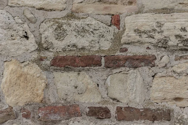 Selective Focus Weathered Texture Painted Old Dark Brown Red Brick — Stock Photo, Image