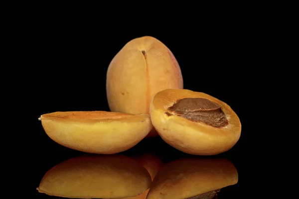 Black Background Clipping Path Apricot Isolate Apricots Slice Half Apricot — 스톡 사진