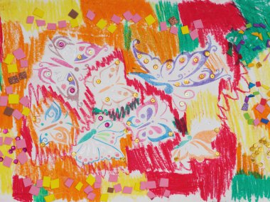 Çok renkli kelebekler çizim çocuklar