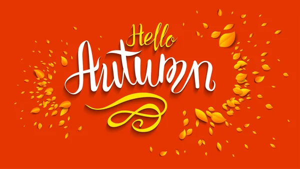 Hallo herfst belettering — Stockvector