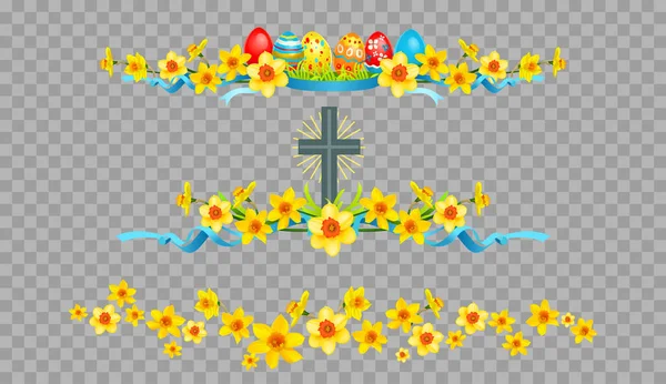 Holiday Easter borders on transparent background