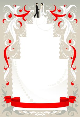 Wedding card with ribbon clipart