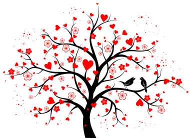 Two-colored decorative tree with hearts