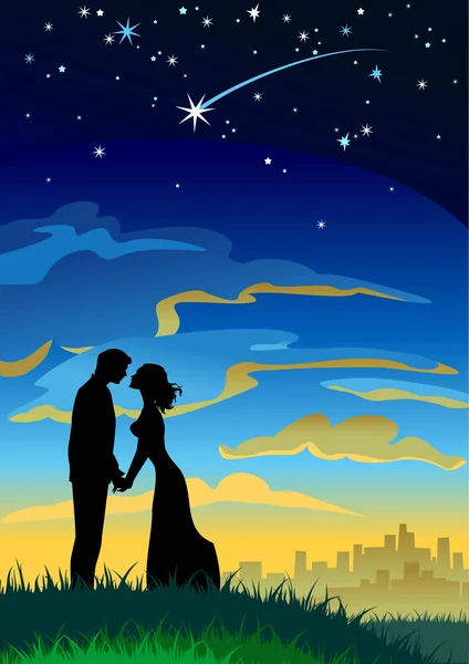 Par under stjärnklar himmel — Stock vektor