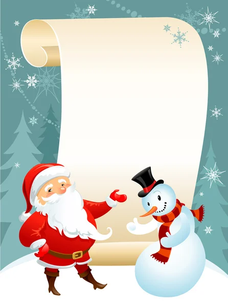 Snowman and Santa  background — Stock Vector