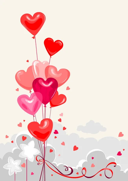 Ballons festifs en forme de coeur — Image vectorielle