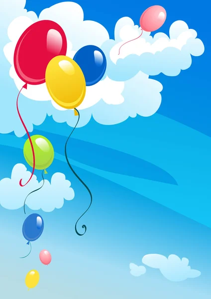 Baloane colorate pe cer — Vector de stoc
