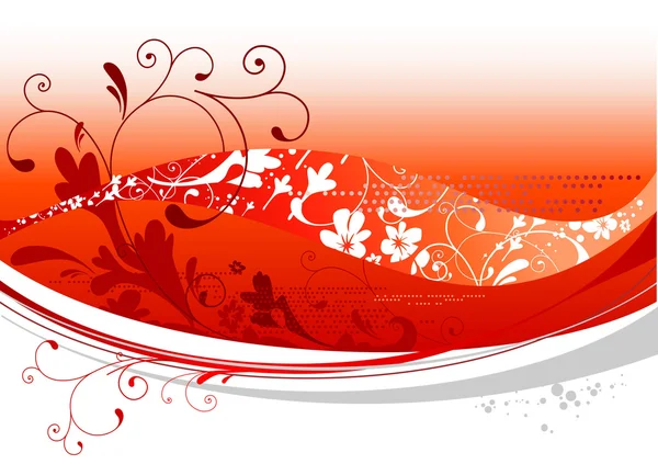 Diseño floral rojo — Vector de stock