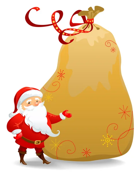 Santa Claus with huge sack — Stock Vector