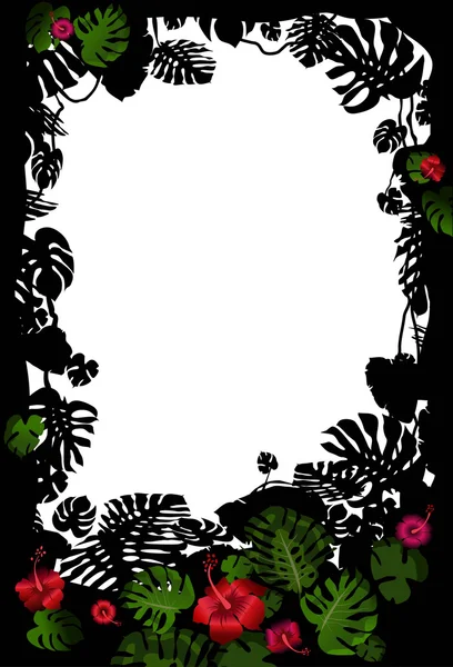 Tropical frame with flowers — Stock Vector