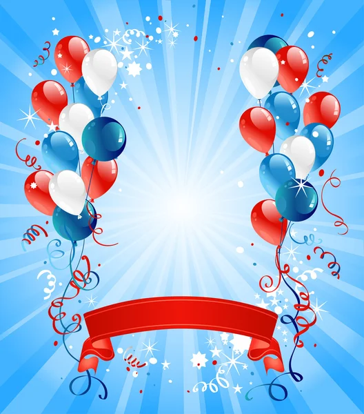 Baloane albastre, roșii și albe — Vector de stoc