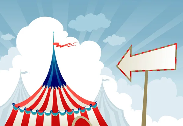 Circus tent top met teken — Stockvector