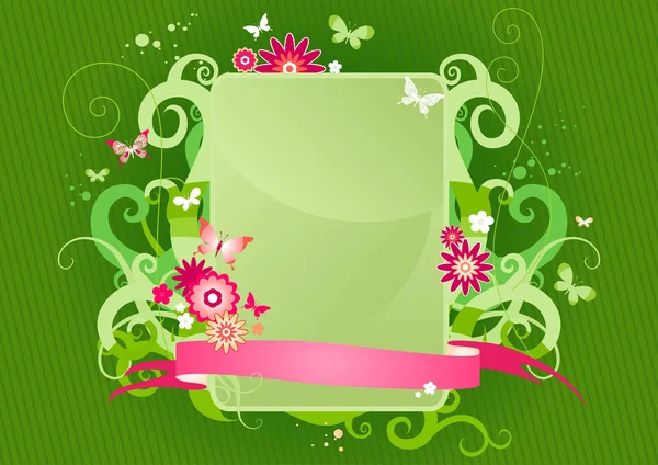 Green floral frame — Stock Vector