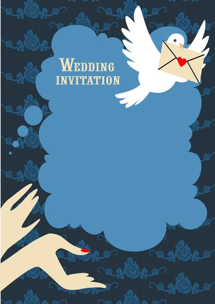 Синій запрошення весільні — стоковий вектор