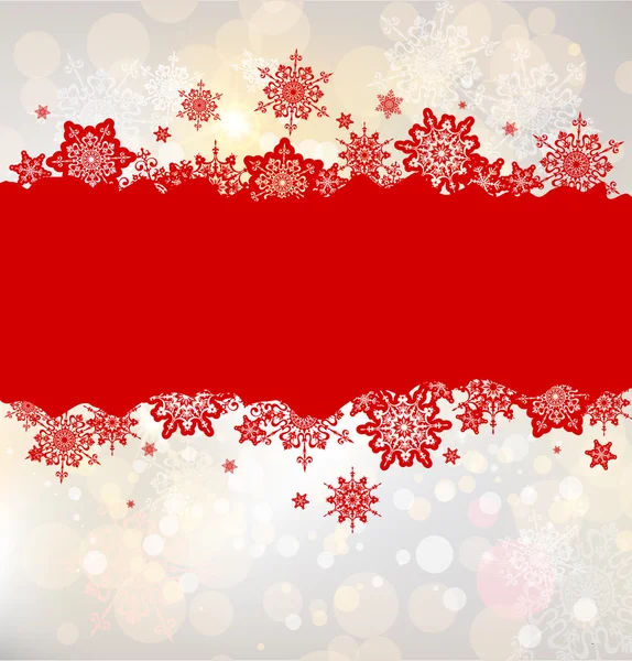 Fondo de Navidad con copos de nieve rojos — Vector de stock