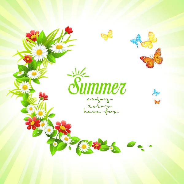 Summer floral frame — Stock Vector