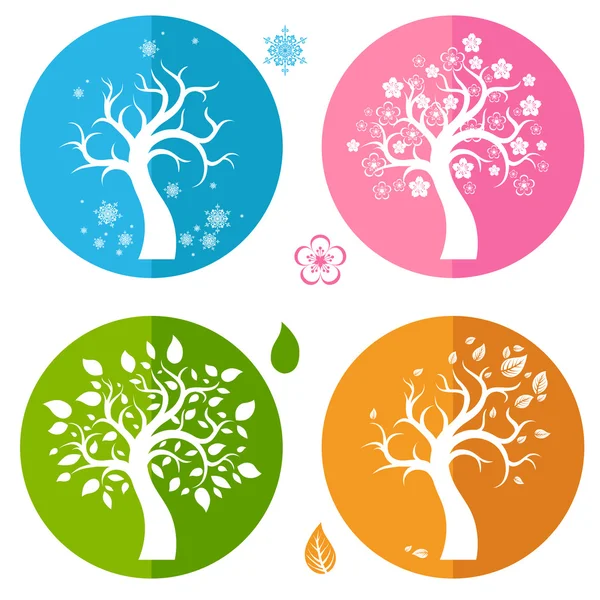 Set of icons with trees — Stock Vector