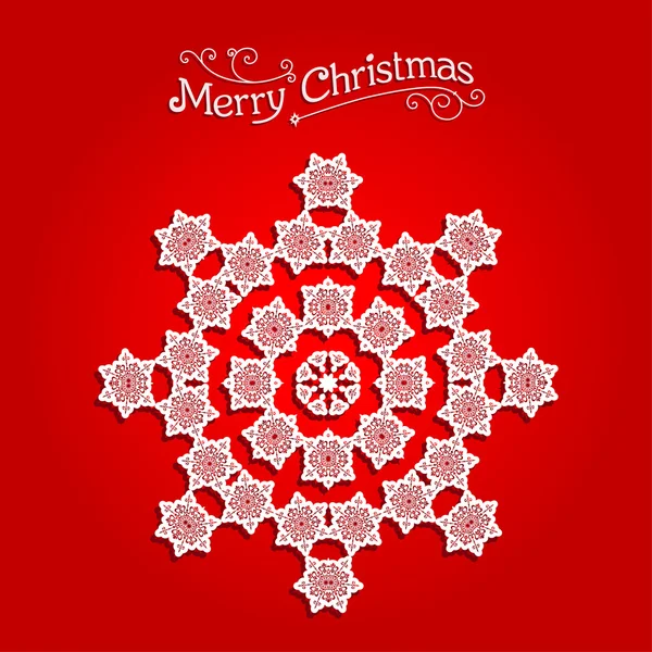 Festive snowflake on red background — Stock Vector