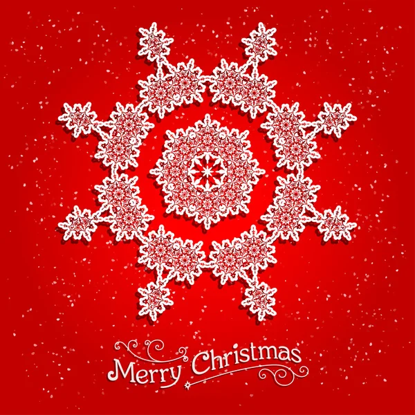 Holiday white snowflakes on red background — Stock Vector