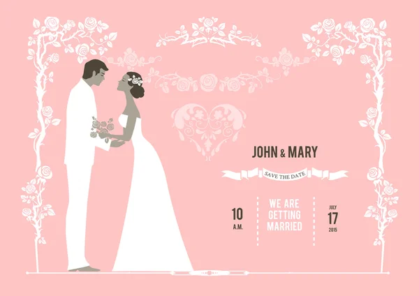 Fond de mariage avec la mariée et le marié — Image vectorielle