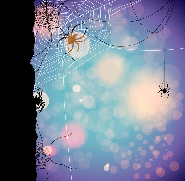 Autumn background with spiders — Stock Vector