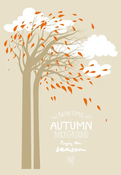 秋の木々 や雲 — ストックベクタ