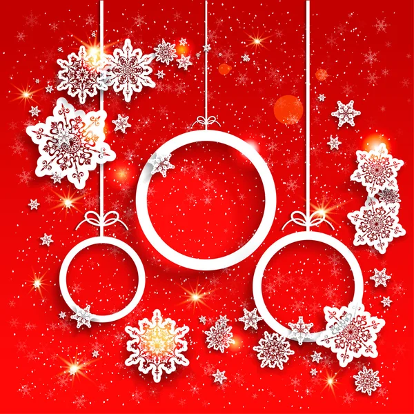 Red background and Christmas decoration — Stock Vector