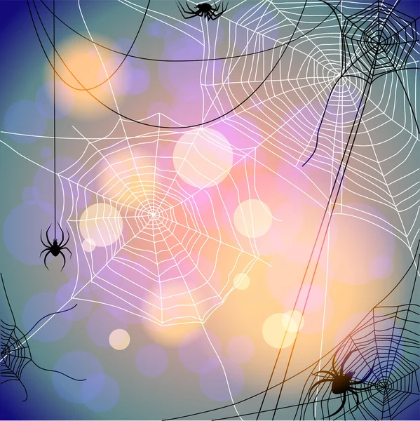 Fundo de férias com aranhas e web — Vetor de Stock