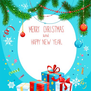 Noel kartı ve hediyeler.