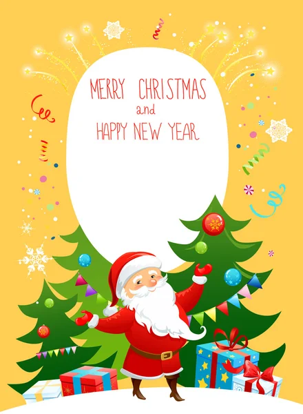 Santa Claus on yellow holiday background — Stock Vector