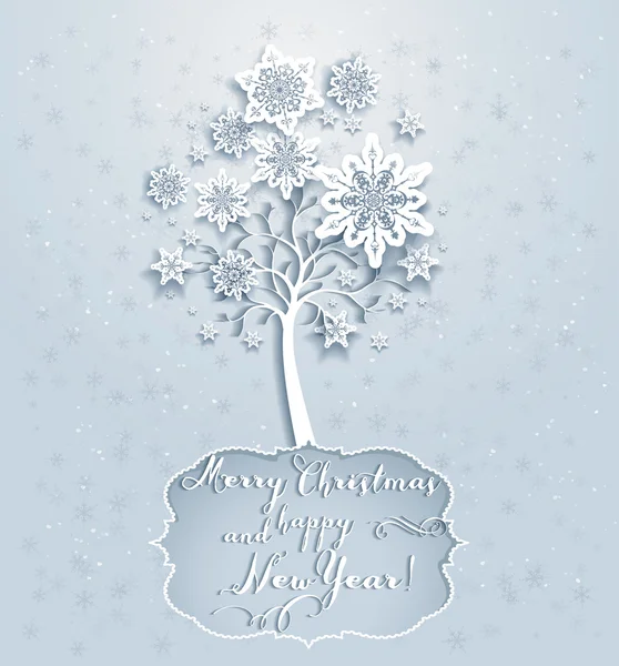 Árbol de copos de nieve de vacaciones — Vector de stock