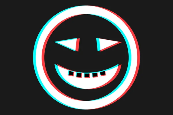 Illustration Icône Sourire Emoji Bleu Rouge Pour Jour Halloween — Image vectorielle