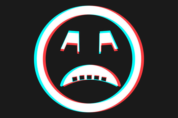 Иллюстрация значка "Улыбка или Эмодзи" синим и красным цветами на Хэллоуин