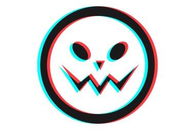 Cadılar Bayramı için mavi ve kırmızı renkli Emoji simgesi ya da gülümseme