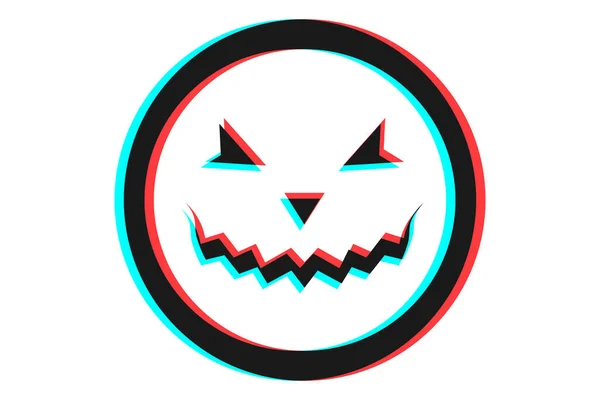 Ilustração Ícone Sorriso Emoji Cores Azul Vermelho Para Dia Halloween — Vetor de Stock