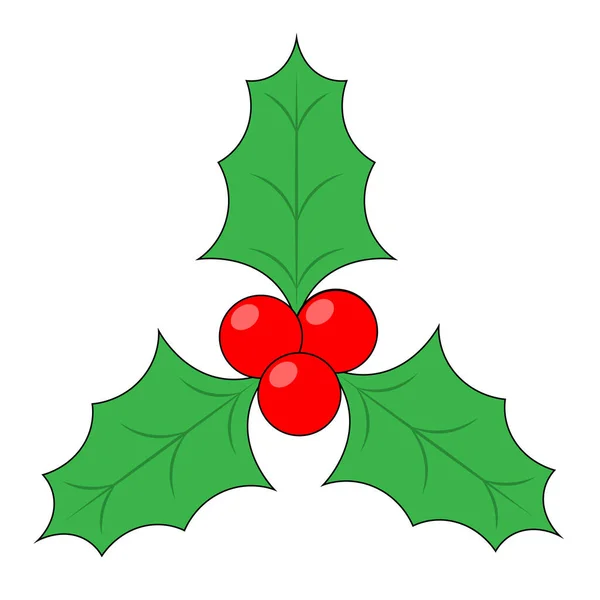 Illustration Simple Icône Baie Houx Noël Pour Noël — Image vectorielle