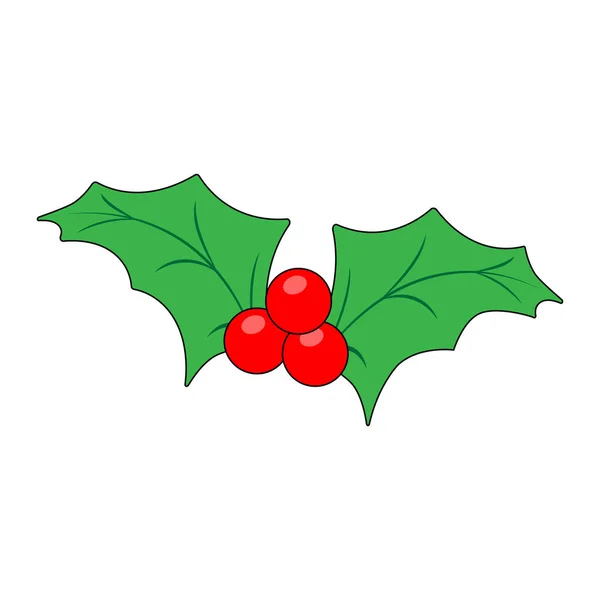 Illustration Simple Icône Baie Houx Noël Pour Noël — Image vectorielle