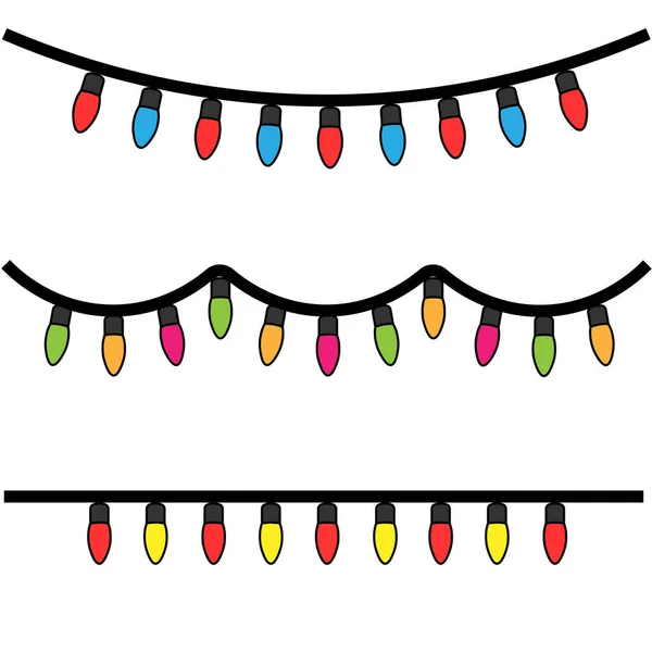 クリスマス休暇のためのレトロなクリスマスガーランドの簡単なイラスト — ストックベクタ