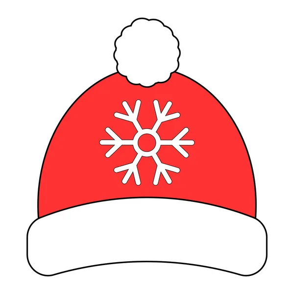 サンタクロースのクリスマスの帽子のアイコンの簡単なイラスト — ストックベクタ