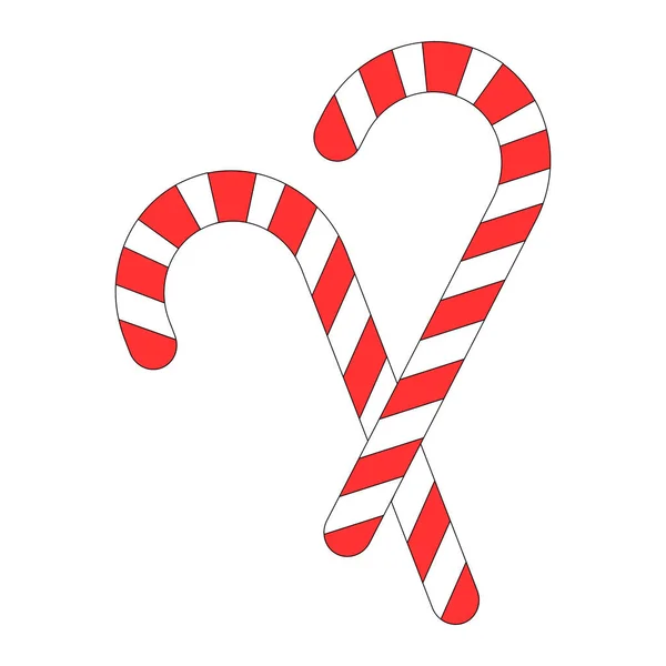 クリスマス休暇のためのキャンディーの甘い棒の簡単なイラスト — ストックベクタ