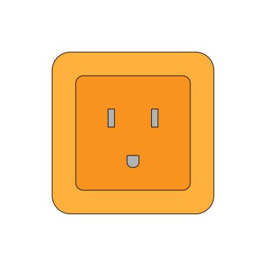 Arka planda izole edilmiş soket tıkacı simgesinin basit çizimi