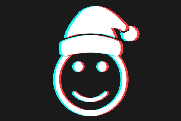 Ilustração Ícone Sorriso Emoji Cores Azul Vermelho Para Feliz Natal —  Vetores de Stock