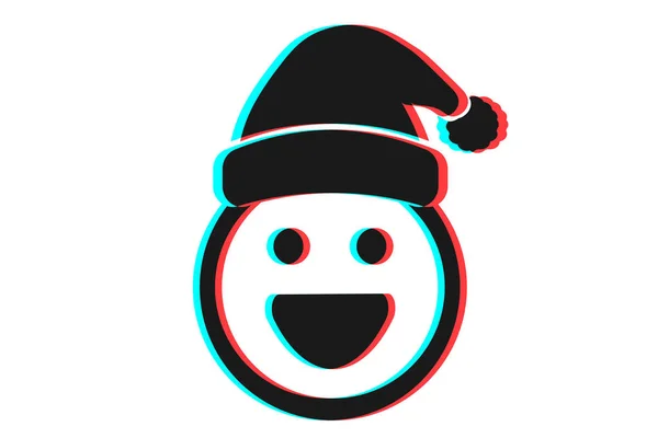 Ilustração Ícone Sorriso Emoji Cores Azul Vermelho Para Feliz Natal —  Vetores de Stock