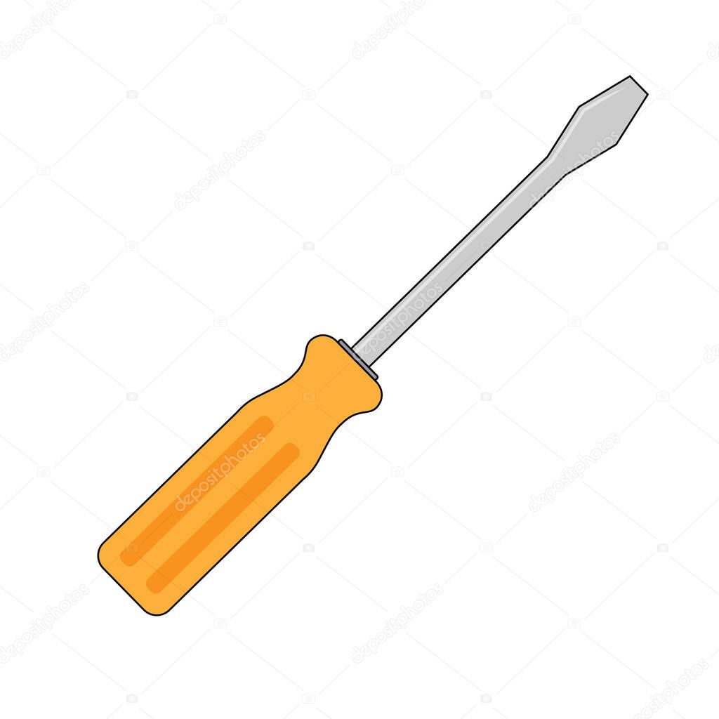 Simple illustration of slotted common blade screwdriver flat for apps and websites