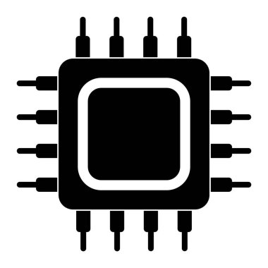 Dijital elektronik bilgisayar işlemci çip simgesinin basit çizimi