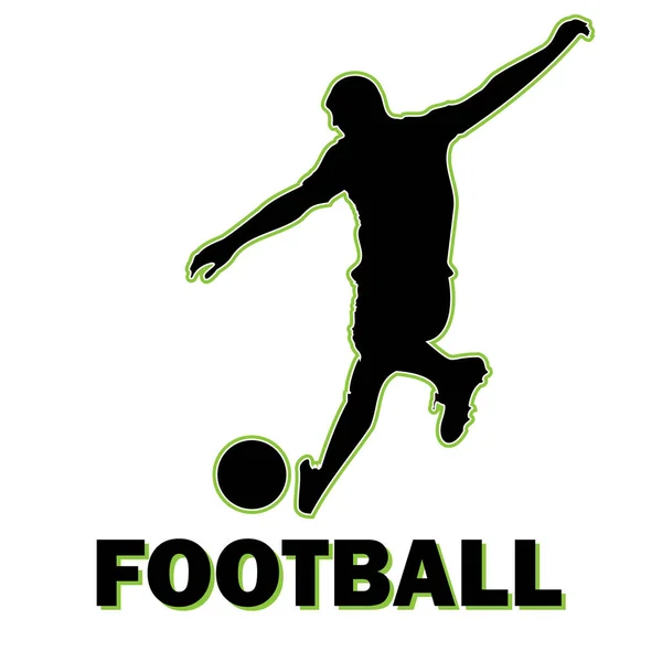 Μαύρη Σιλουέτα Ποδοσφαίρου Ποδοσφαιριστής Την Μπάλα — Διανυσματικό Αρχείο