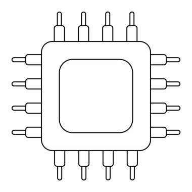 Dijital elektronik bilgisayar işlemci çip simgesinin basit çizimi