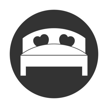 Aziz Sevgililer Günü için kalp ikonu olan yatağın basit bir çizimi