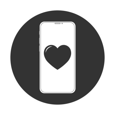 Sevgililer Günü için kalp ikonu olan basit bir telefon çizimi